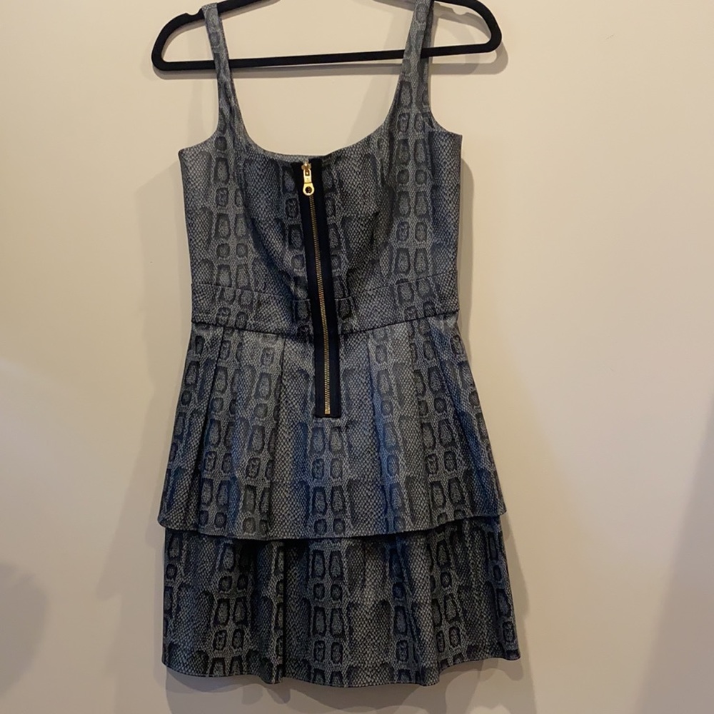 JAY GODFREY Grey Snakeskin Zipper Detail Dress